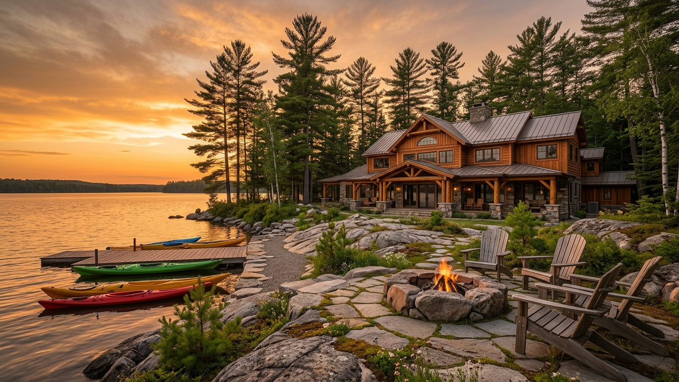 Cinematic sunset over Ontario lake